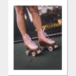 pink rollerskates Posters and Art